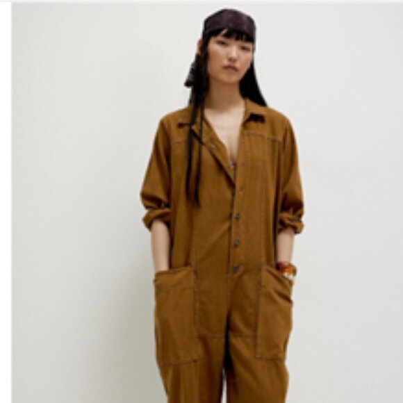 FP WE THE FREE Margarita Denim Jumpsuit, Size S - Picture 1 of 7